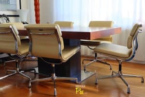 House of Pac - Cream leather EA 205 Eames chair by Vitra
