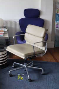 House of Pac - Soft pad Eames chair EA217 Beige leather by Vitra