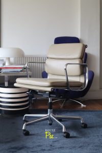 House of Pac - Soft pad Eames chair EA217 Beige leather by Vitra