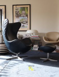 House of Pac - Egg Chair and ottoman leather dark blue Arne Jacobsen Fritz Hansen