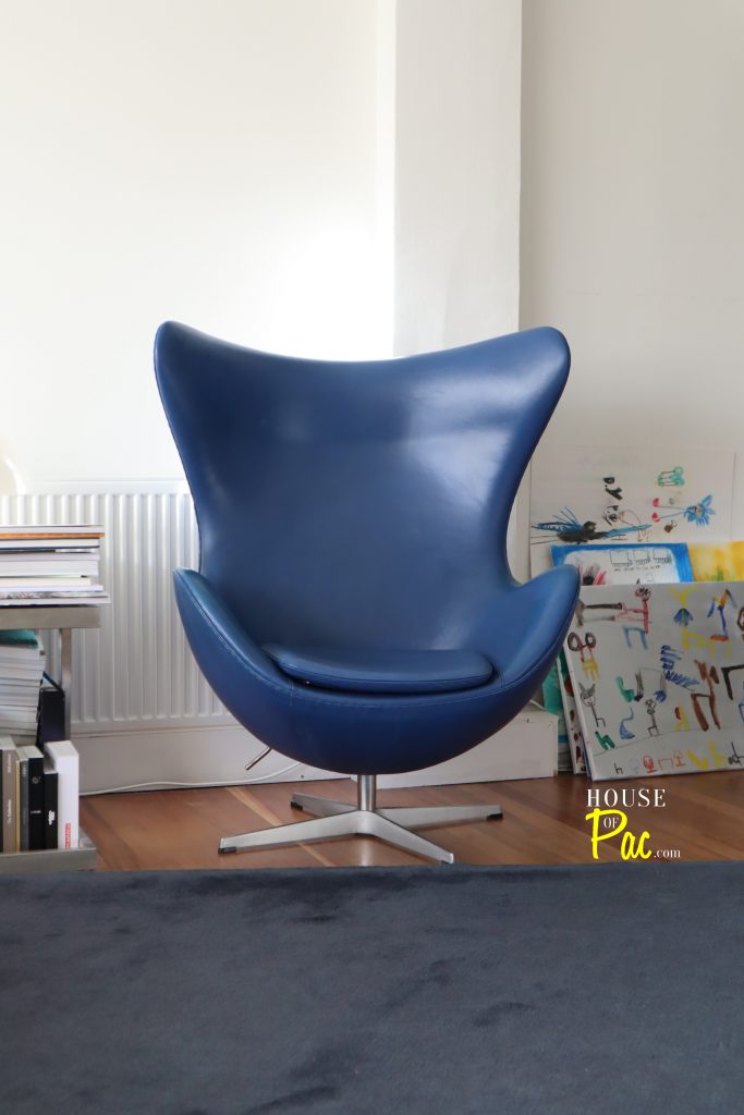 Blue leather Egg chair House of Pac