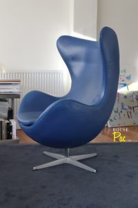 House of Pac - Egg Chair blue leather Arne Jacobsen Fritz Hansen