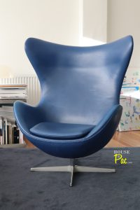 House of Pac - Egg Chair blue leather Arne Jacobsen Fritz Hansen