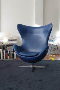 House of Pac - Egg Chair blue leather Arne Jacobsen Fritz Hansen