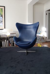 House of Pac - Egg Chair blue leather Arne Jacobsen Fritz Hansen