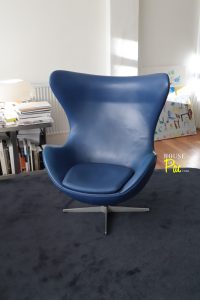 House of Pac - Egg Chair blue leather Arne Jacobsen Fritz Hansen