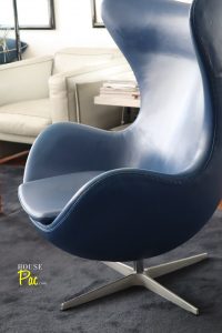 House of Pac - Egg Chair blue leather Arne Jacobsen Fritz Hansen