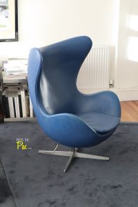 House of Pac - Egg Chair blue leather Arne Jacobsen Fritz Hansen