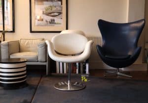 House of Pac - White leather Artifort little tulips by Pierre Paulin