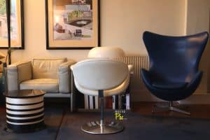 House of Pac - White leather Artifort little tulips by Pierre Paulin