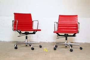 House of Pac - Eames EA117 red leather aluminium chair by Vitra