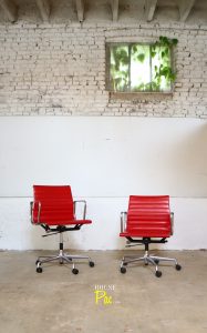 House of Pac - Eames EA117 red leather aluminium chair by Vitra