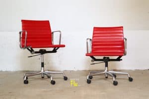 House of Pac - Eames EA117 red leather aluminium chair by Vitra