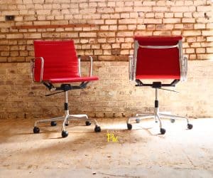 House of Pac - Eames EA117 red leather aluminium chair by Vitra