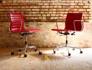 House of Pac - Eames EA117 red leather aluminium chair by Vitra