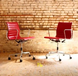 House of Pac - Eames EA117 red leather aluminium chair by Vitra